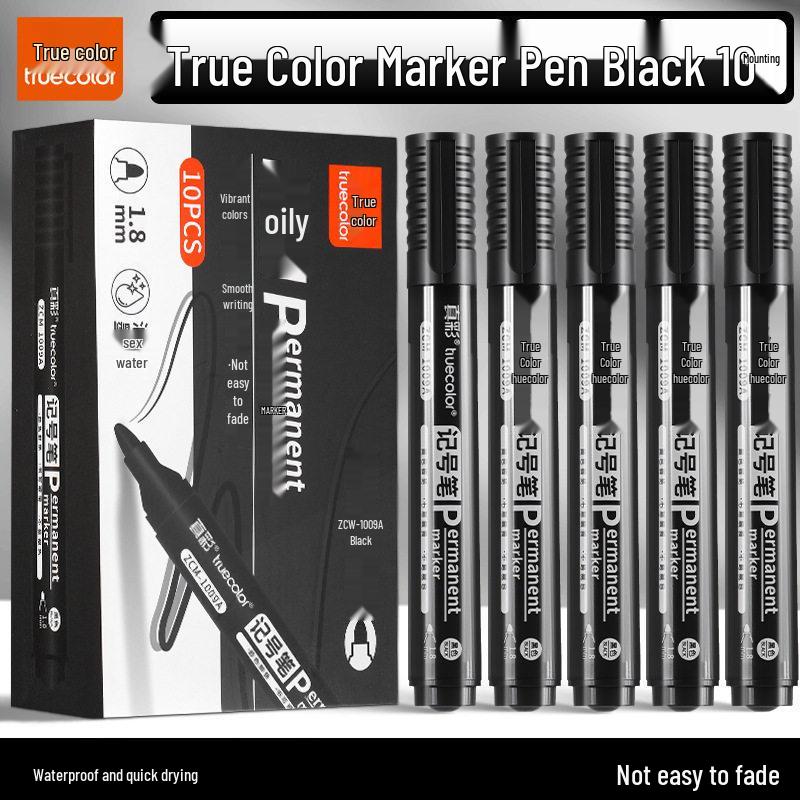 Waterproof Black Oil-Based Marker - Fade-Resistant, Thick Outline