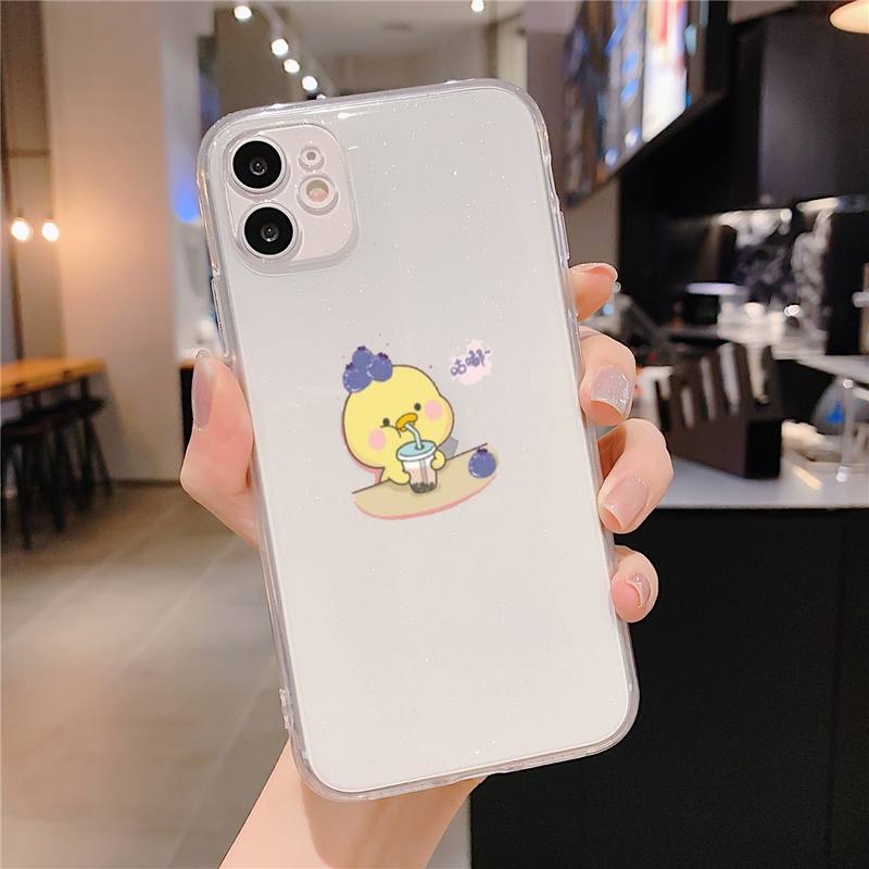 Kwaii yellow duck Phone Case For iphone 13 X XS MAX 6 6s 7 7plus 8 8Plus 5 5S SE 2020 XR 11 12pro max Clear funda Cover
