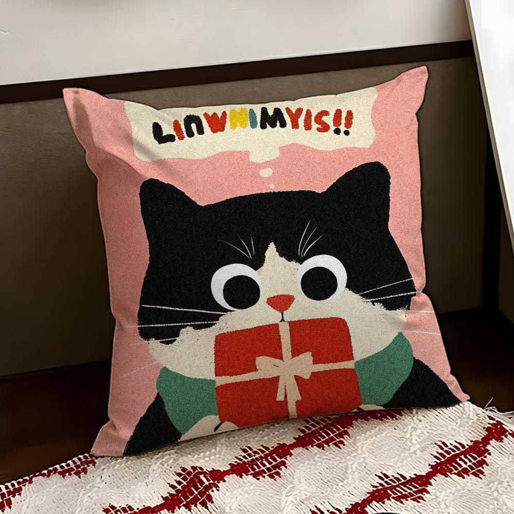 Cartoon Cat Cute Cushion Cover Reversible Soft Durable Pillow Cover Home  Car MultiScene Use for Daily Comfort