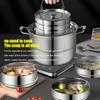 2-Tier Steam Pot 304 Stainless Steel Steaming Pot Durable Stackable Steamer  Pot-in-Pot Cooking