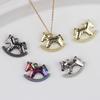 5Pcs 15*17Mm Zinc Alloy Electroplated Rocking Horse Pendant Charms For Diy Necklace Bracelet Earrings Jewelry Accessories Making