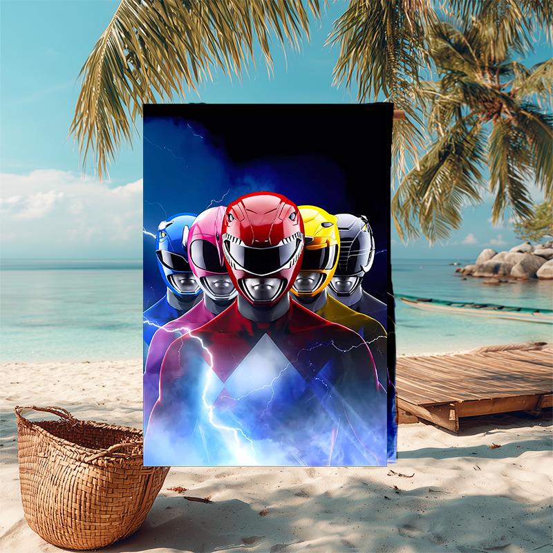 1pc Mighty Morphin Power Rangers2 Beach Towel, Comfortable and Thick, and Swimming/Bath/Picnic/Camping Towel, Suitable for Seaside Beaches