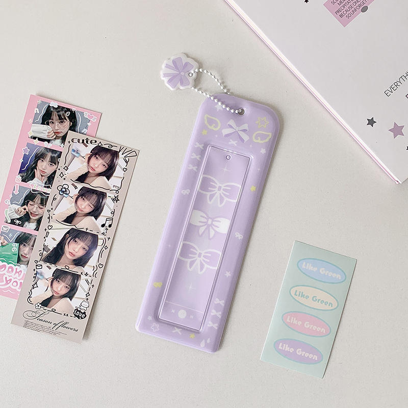 Girls Transparent Photo Card Holder Student Cartoon Star Design Long Style Photo Booth Strip Display Sleeves