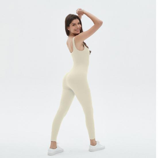 New Thread Tight Fitting Abdominal Jumpsuit Seamless Elastic Fitness Running Sports Jumpsuit Set For Women