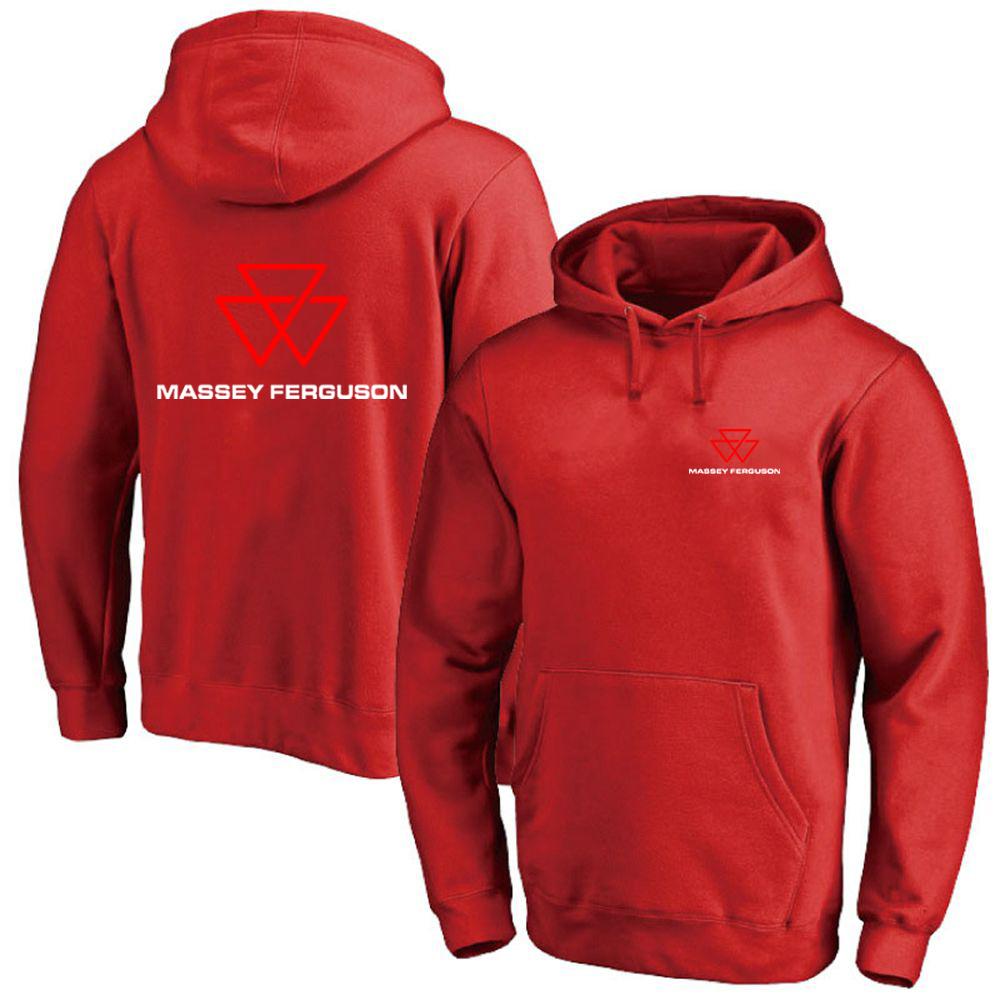2025 Spring And Autumn Men's Massey Ferguson Logo Print Solid Color Pullover Hoodies High Street Fashion Windproof Hooded Coat