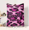 Custom Name Pink Barbie Flannel Blanket Throw Blanket Soft Warm Sofa Bed Home Decor Unique Gift
