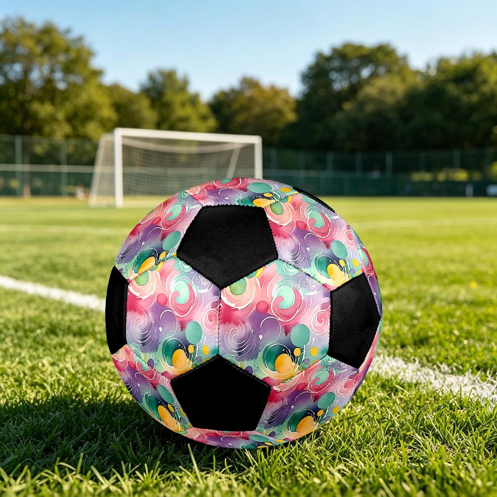 1PC Colorful Abstract Swirls Soccer Ball Size 5 Football Machine Sewn Indoor/Outdoor Universal Football A109