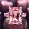 Cute Women Ring Silver Color Inlaid Shiny Pink Cubic Zirconia Elegant Wearable Jewelry for Party Wedding Chic Accessories