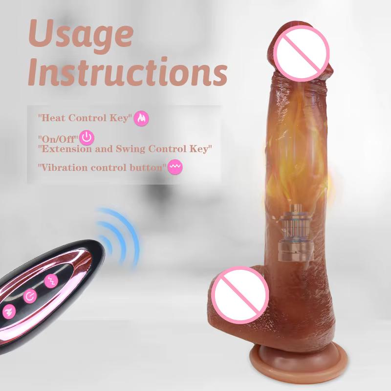 Thrusting Liquid Silicone Heating Dildos Silicone Realistic Big Dildos Vibrator for Women Men 8.7 Inch
