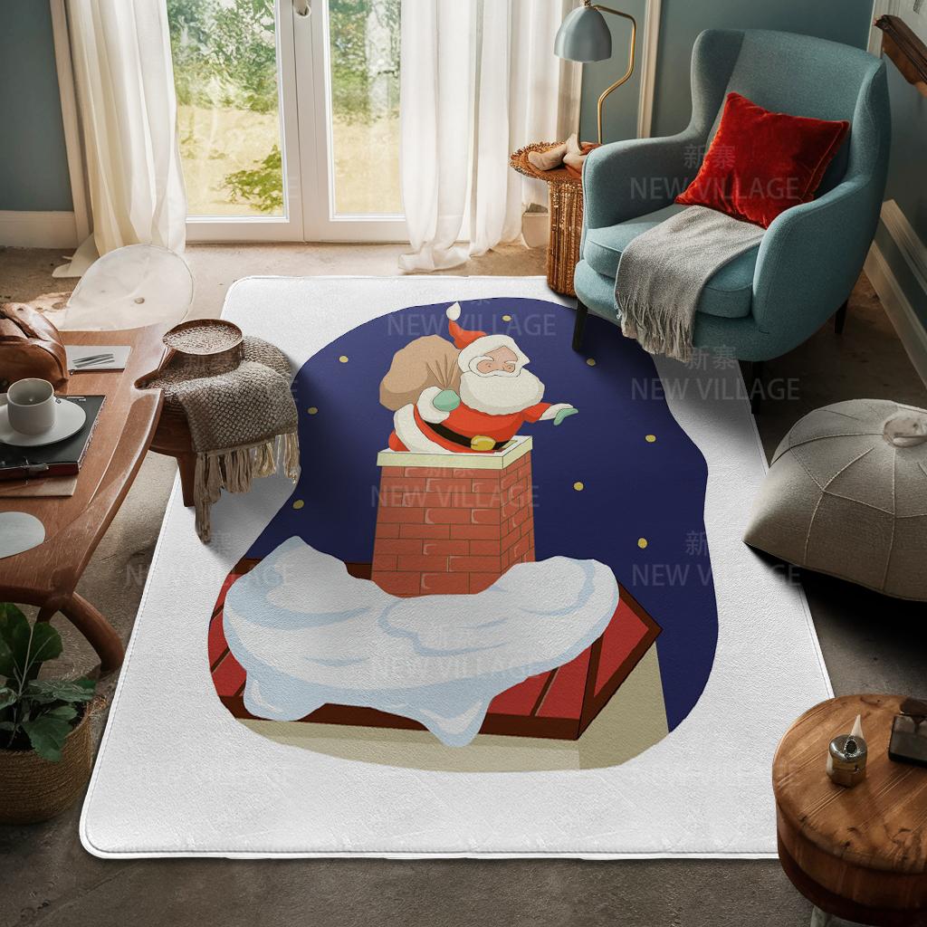 House Entrance Carpet Home Door Mat Living Room Bath Foot Bathroom Non-slip Water Absorption Rugs Bath Merry Christmas Winter