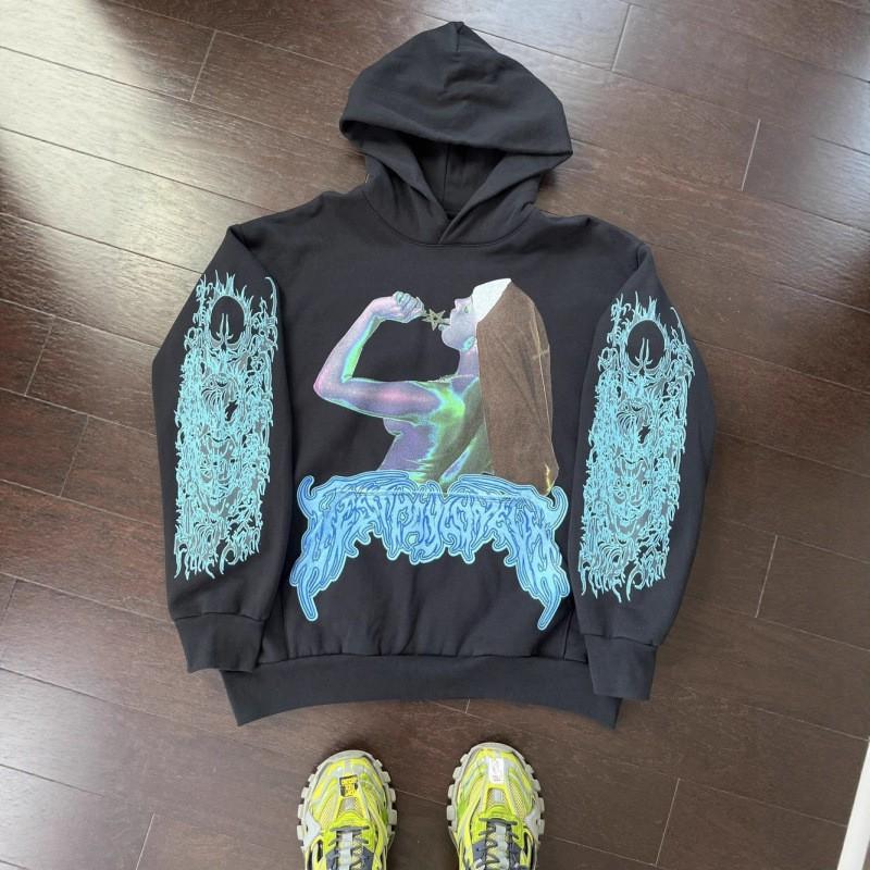 Womens Y2K Streetwear Hoodie Abstract Print Loose Fit Long Sleeve Sweatshirt Teens