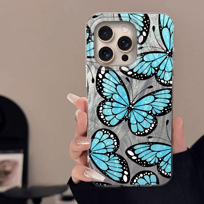 Case For IPhone 16 16 Pro Max 5G Phone Cover Graffiti New Pink Love Butterfly Knot Rose Patterns Luxury Bumper For IPhone 16