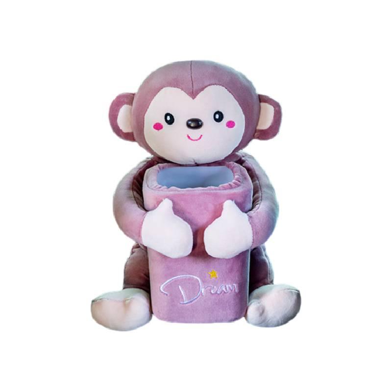 

Cartoon Style Car Tissue Box Trash Can Plush Toy Interior Accessory Monkey