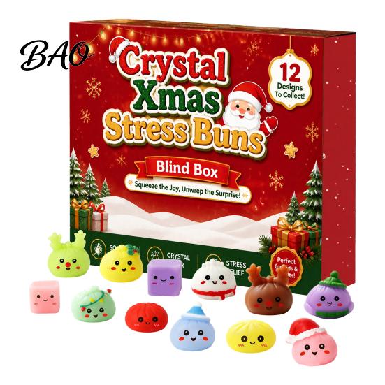 Unique Christmas Collectible Figures Advent Calendar with Squeeze Toys, Cute Silicone Dumpling Figures, Creative Holiday Game Props Stress Relief
