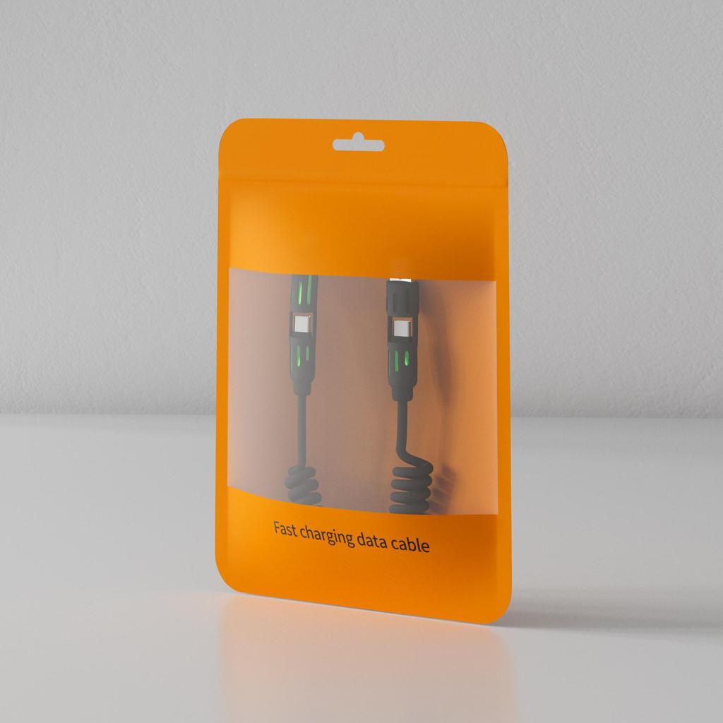 2m PD65W + 27W Light Column Spring 4-in-1 Cable for Apple & Huawei iPhone16