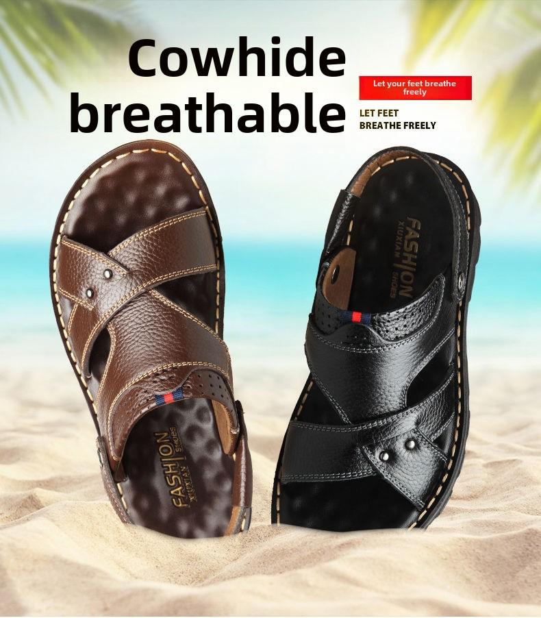 Lässige Strandsandalen aus Leder für Herren: Neue bequeme Outdoor-Schuhe aus echtem Leder mit doppeltem Verwendungszweck