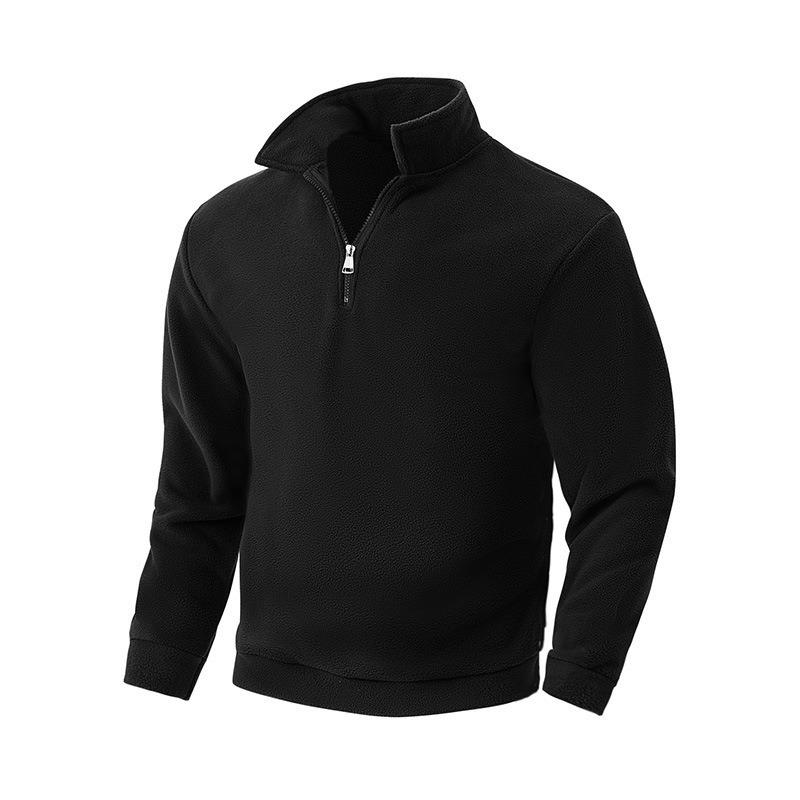Men Half Zip Stand Collar Solid Color Long Sleeve Pullover Casual Sweatshirt Outdoor Outerwear