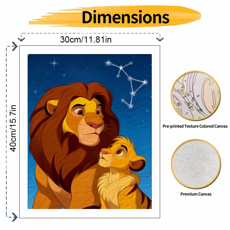 Disney Lion Family Oil Paint Digital Painting Art Kit FillIn Painting Home Decor