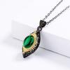 Exquisite Emerald Agate Inlaid Clavicle Chain Elegant Black Gold Women's Jewelry Sweater Chain Party Wedding