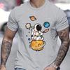 Męska Koszulka Graficzna z Astronautą Casualowy Dekolt Okrągły Krótki Rękaw Oddychająca Poliestrowa Koszulka z Motywem Kosmicznym Odzież Męska