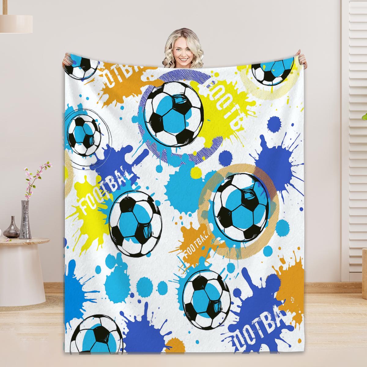 

3D Printed Football Flannel Blanket For Office Home Camping Nap Leisure Warm Blankets Christmas Gifts For Home Decor For Boys 75x90cm