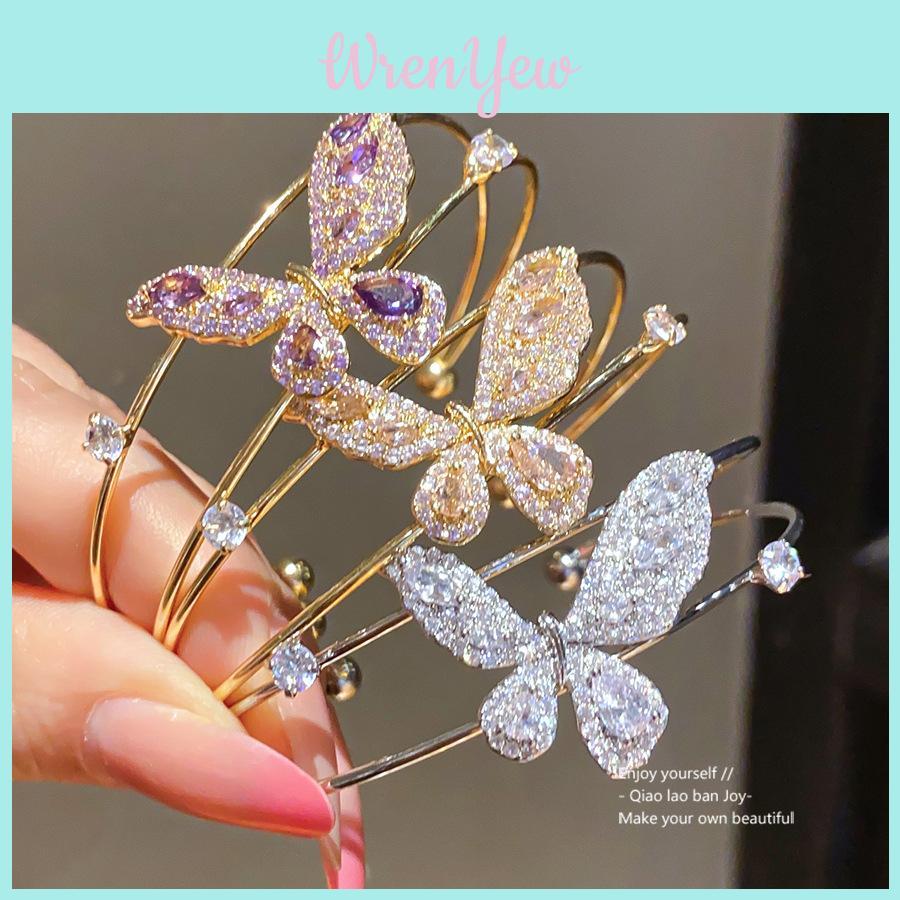 Fashion Butterfly Zircon Double Layer Bracelet With Cubic Zirconia For Elegant Casual Wear