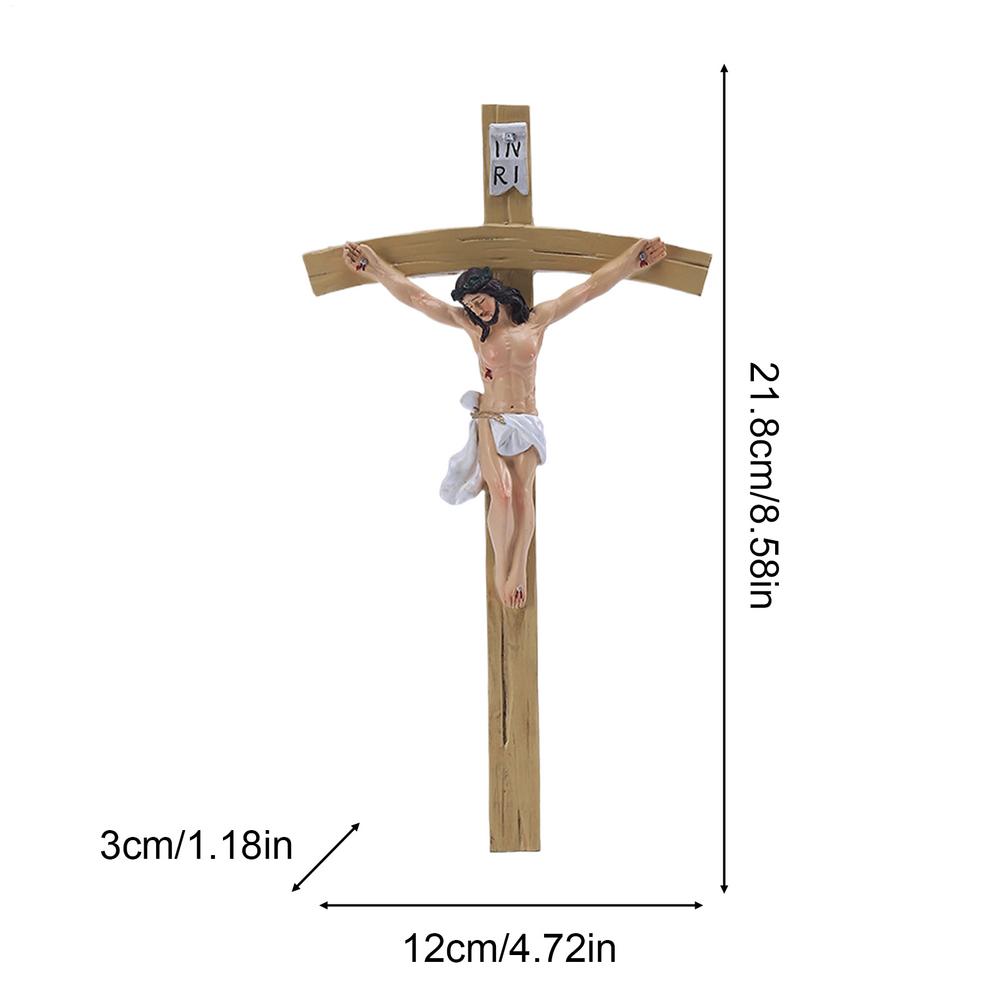 Jesus Cross Classic Catholic Religious Hand Painted Resin Decor Religious Wall Decor for Home Door Front Desk Display