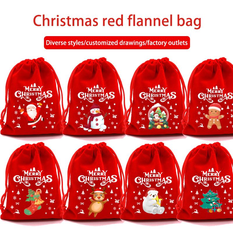 12 PCS Red Christmas Velvet Bags, Drawstring Bags, christmas gifts christmas candy bags christmas decorations for home
