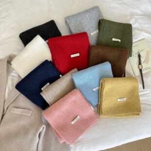 Autumn and winter new versatile color matching mohair including knitted scarf shawl dual-purpose warm scarf student