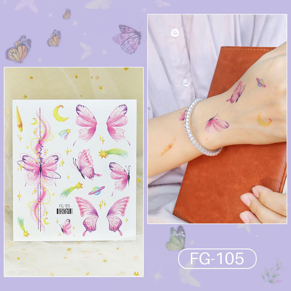 Adesivi Tatuaggio Farfalla Cartone Animato Glitter Impermeabili Principessa dell'Oceano - Trucco Temporaneo Viso a Lunga Durata