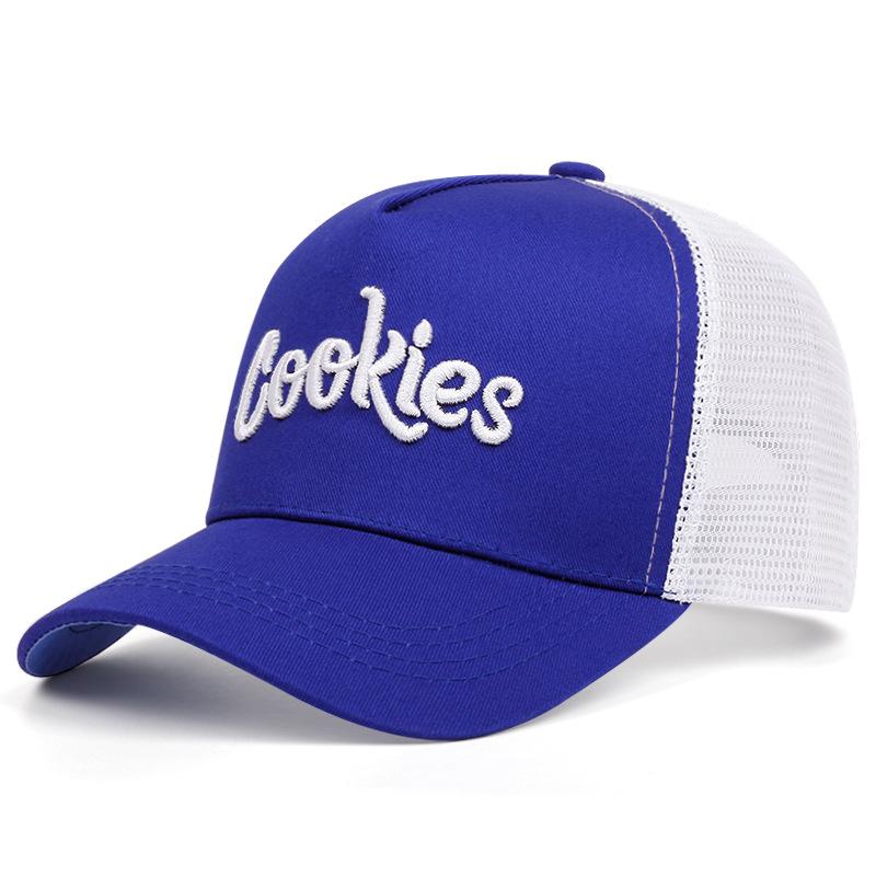 

Cookies Embroidered baseball cap Outdoor sports mesh cap Summer shade breathable mesh cap trends go with everything синій