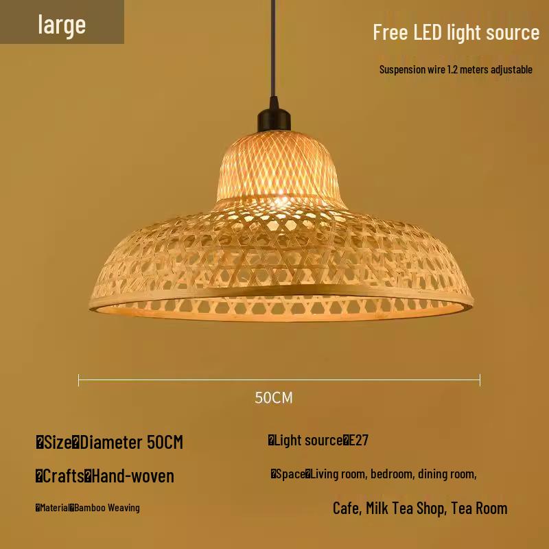 A8L Bamboo Pendant Lamp: New Chinese Zen Style, Rattan Woven Design, Ideal for Tea Rooms, Dining Areas & Teahouses with Japanese Antique Touch.