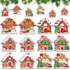 DIY Christmas Party Supplies 24/36Pcs Gingerbread House Ornaments, Wooden Xmas Tree Decor with Rope, Hanging Decorations Ornaments for Holiday