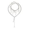 2Pcs/Set Bohemia Imitation Pearl Long Tassel Pendant Choker Necklace for Women Chest Chain Wedding Neck Jewelry Accessory