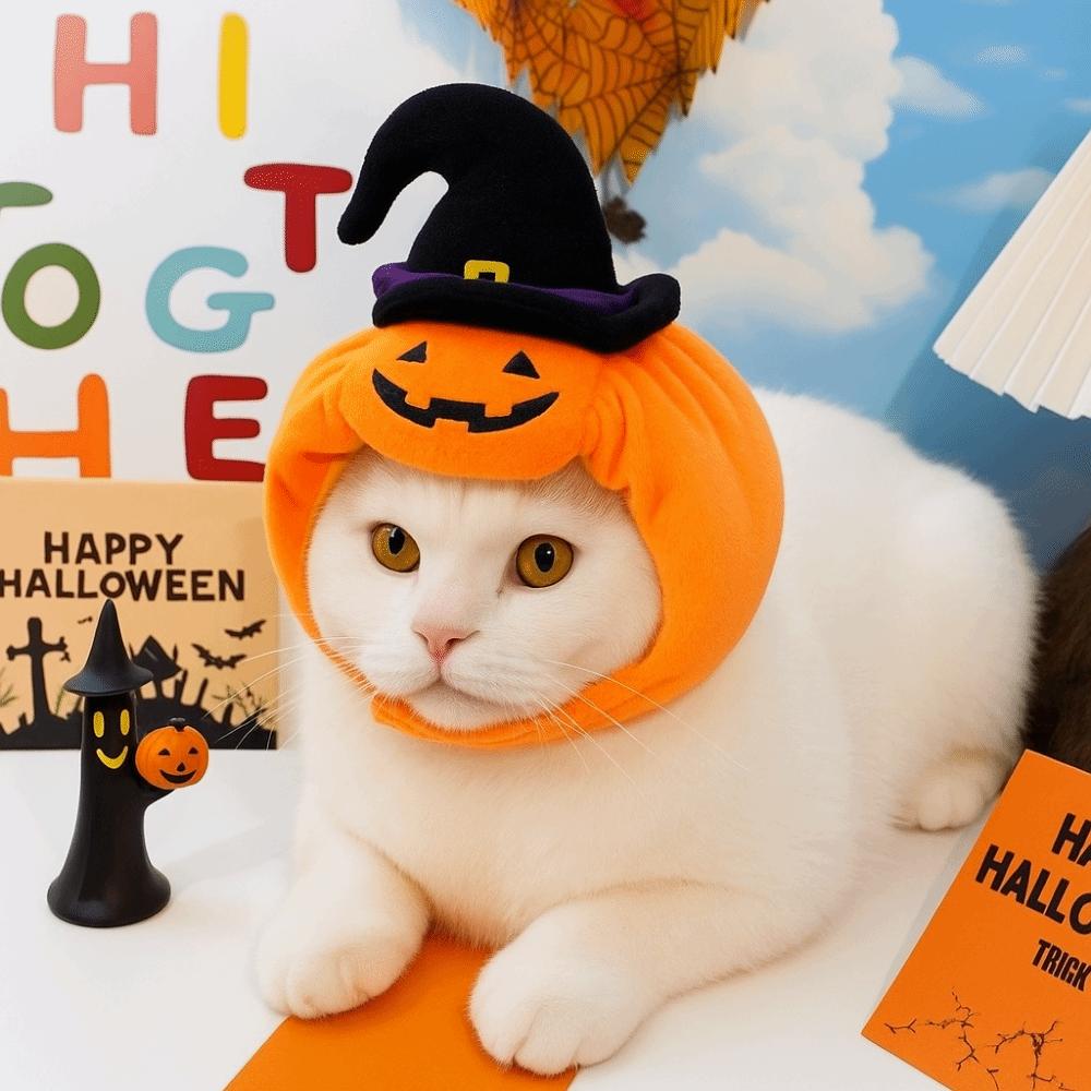 Pumpkin Pet Halloween Hat Cozy Cat Headgear Gift Dogs Hat  Costume
