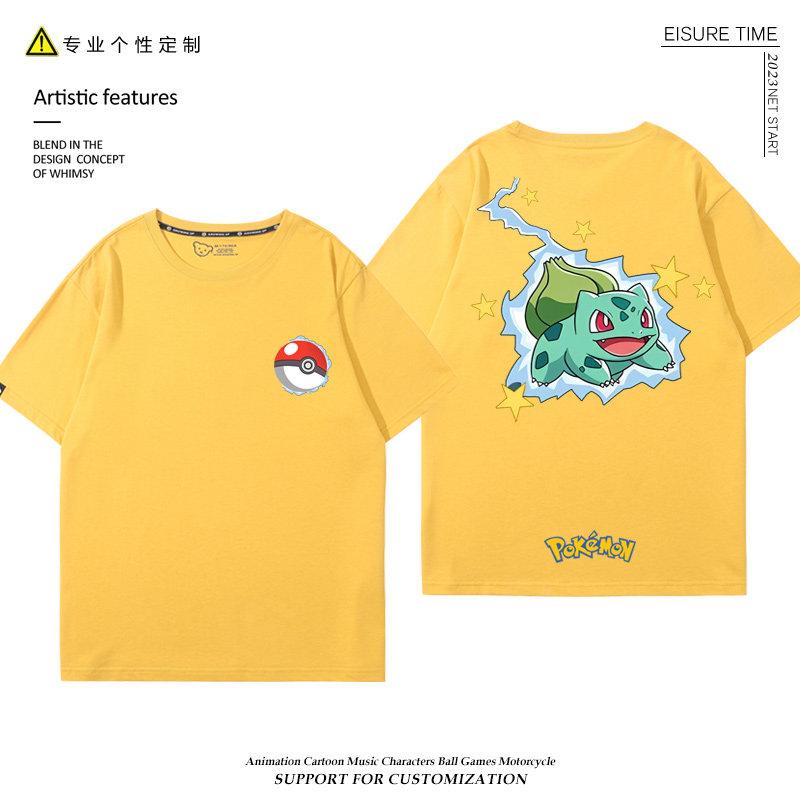 2026 Pokémon Collaboration Tshirt Shortsleeved Boys Pikachu Duck Mew Pure Cotton Clothing Loosefitting