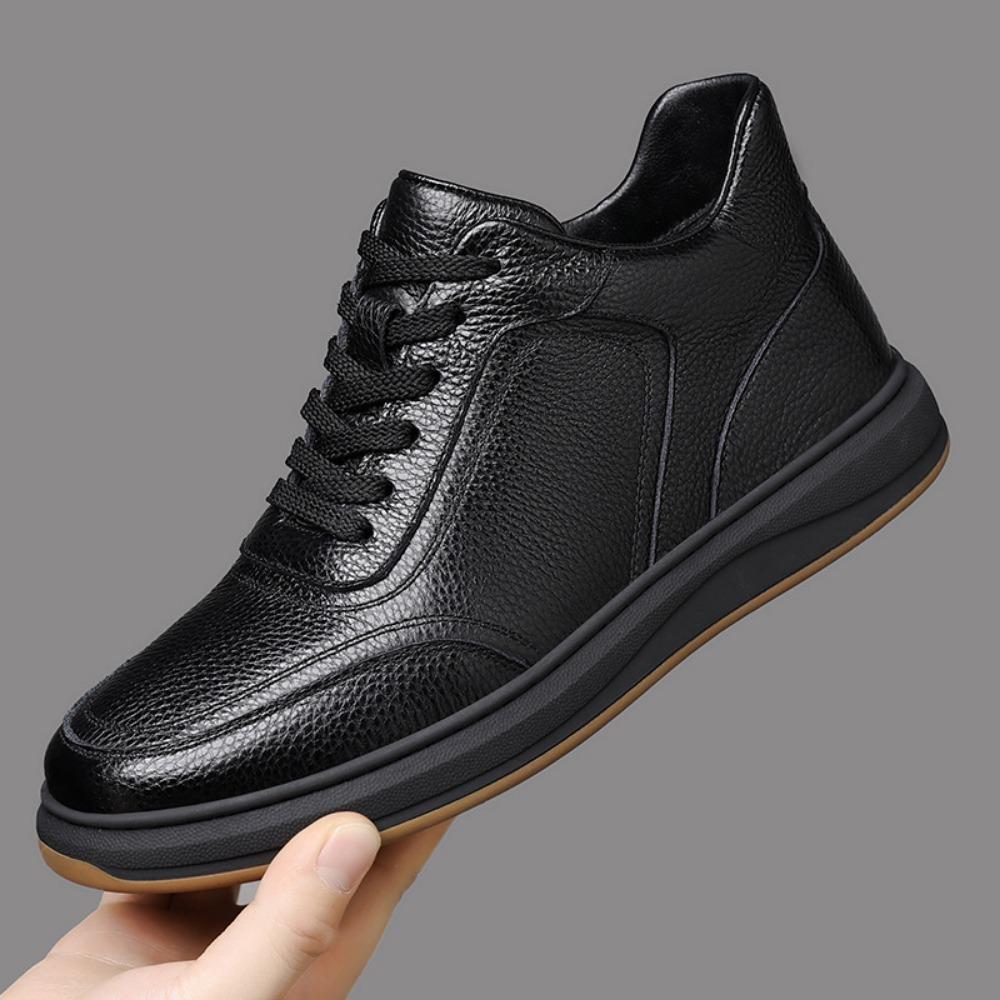 Genuine Leather Men Casual Shoes Winter Warm Lined Slip On Sneakers White Shoes for Men