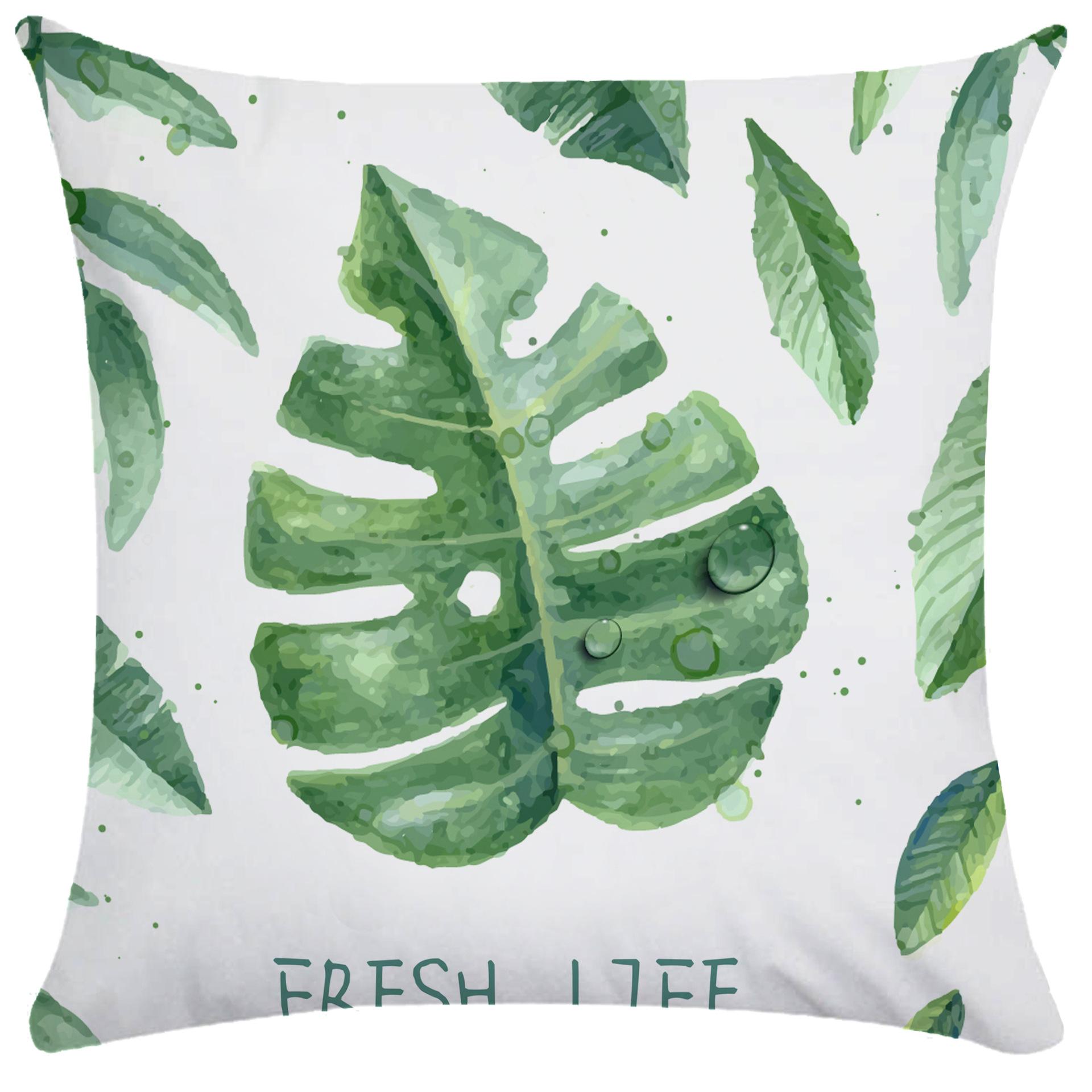 

Наволочка на подушку з пальмового листя, наволочка для подушки Nordic, рослинний ручний розпис, м’яка наволочка, коротка плюшева наволочка 45X45CM