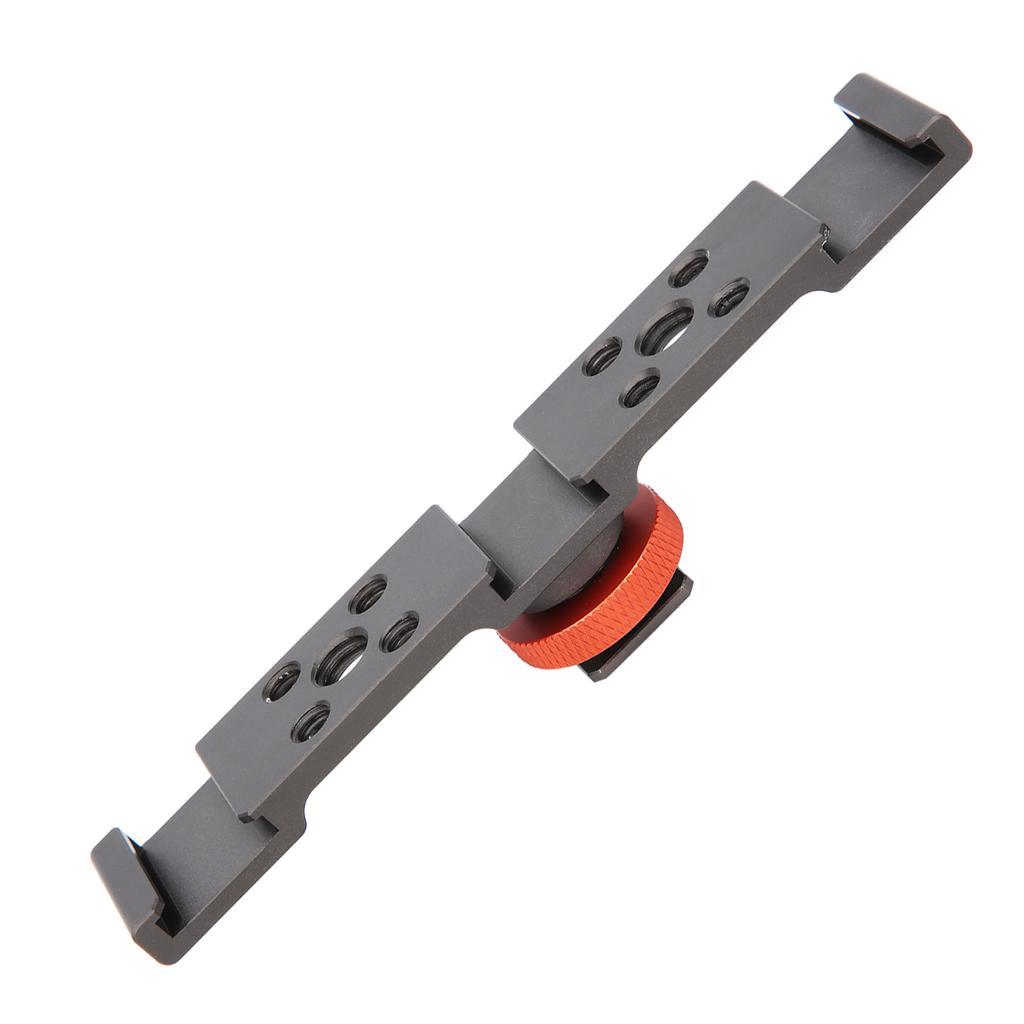 3 In 1 Hot Shoe Mount Adapter Extension Bar Bracket Stand for Camera Mobile PhoneBlack Silver