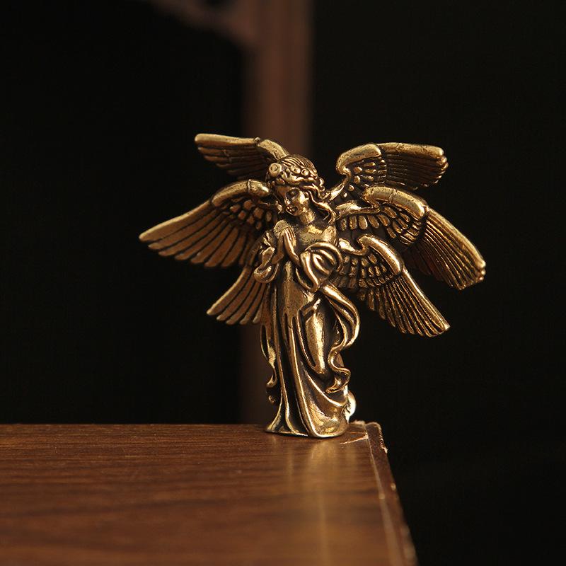 Figurine Angel Brass Creative Sixwinged Bronze Ornament For Desktop Decoration
