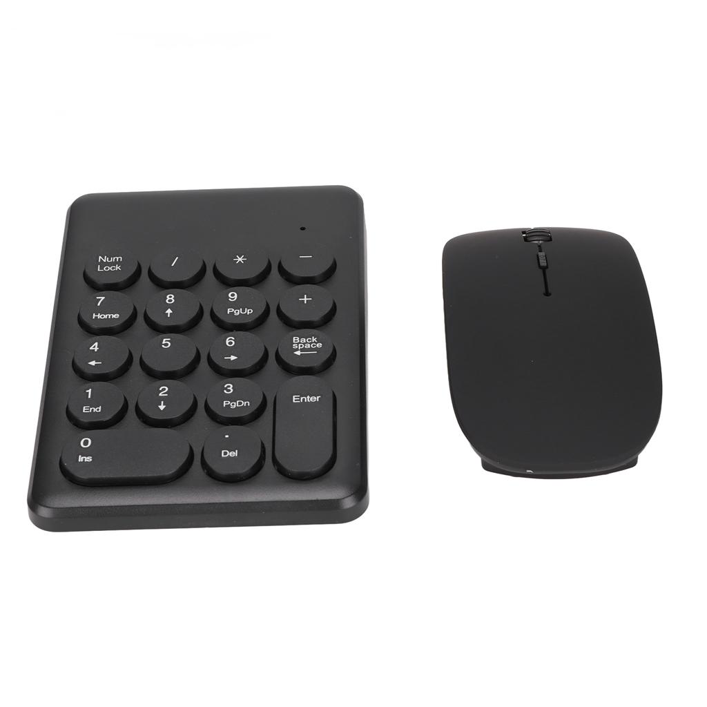 Numeric Keypad Portable Slim 2.4GHz USB Wireless Mini Black Numeric Keyboard Mouse Combo Set for Laptops Desktops PCs