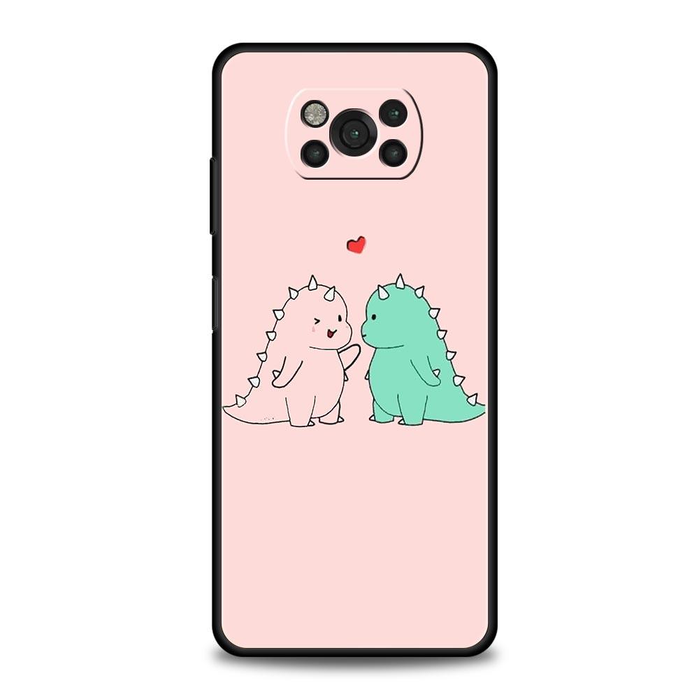 Cute Dinosaur Bear Couple For Xiaomi Poco X5 Pro Phone Case For Poco X4 X3 NFC F5 Pro F4 F3 GT M5 M4 Pro 5G M3 C51 C50 C55 Cover