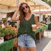 Women’s V Neck Button Front Sleeveless Loose Fit Casual Summer Blouse Top Relaxed Style Lightweight Comfortable Shirt