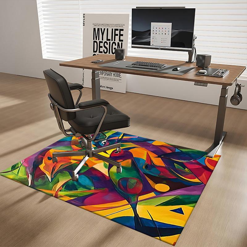 1pc Colorful Abstract Birds Chair Mat - Festival Gift for Office Chairs, Non-Slip Carpet for Home Decor, Suitable for All Seasons.P062