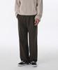 Brushed One-Pleat Wide Banded Slacks [Brown]