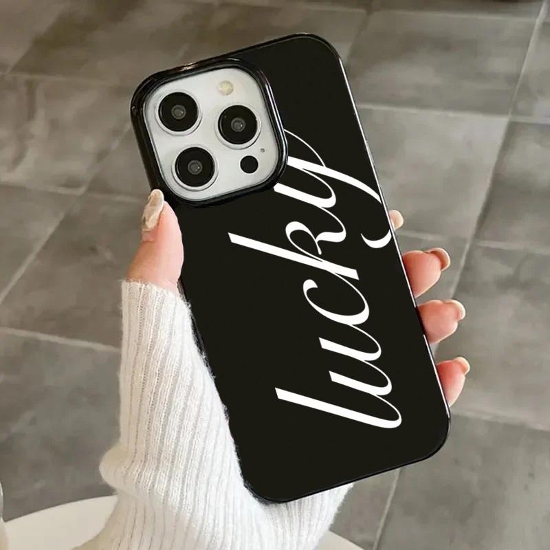 Minimalist English Lucky Pattern Phone Case For iPhone 17 16 Pro Max 15 14 13 12 11 Pro Max 16E 17 Air XR XS 7 8 Plus Soft Cover