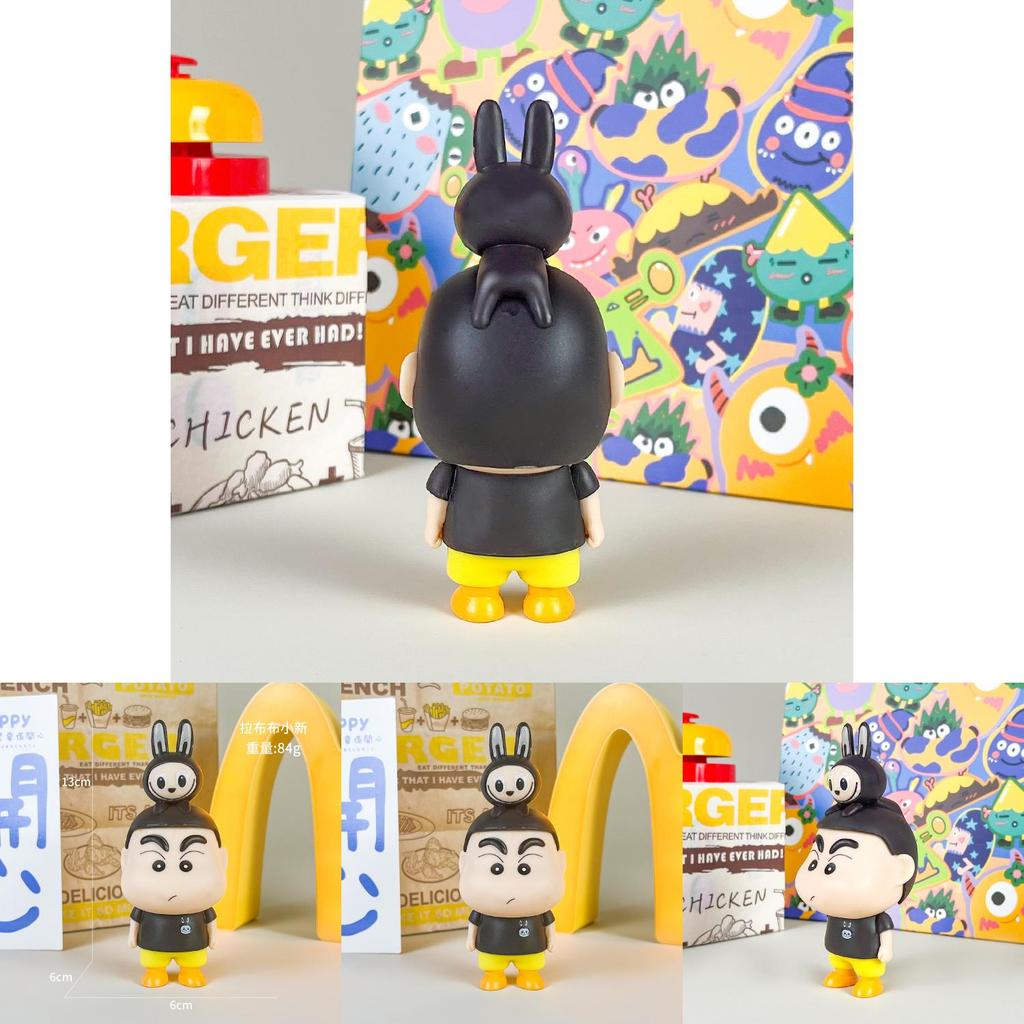 Crayon Shinchan Labubu Pvc Collectible Figure With Assembly For Desktop Decor Fans