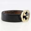 Gucci Interlocking Belt 114876 GG Black Sima Leather Mens Used