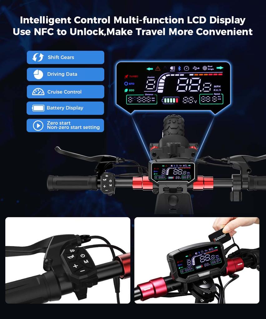 IScooter iX6 Elektrická koloběžka 1000W Motor 48V17.5Ah Lithiová baterie Max. rychlost 45km/h Max. dojezd 45km