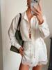 Spring European Style Women Clothing Fashion Casual Solid Color Block Shorts Set